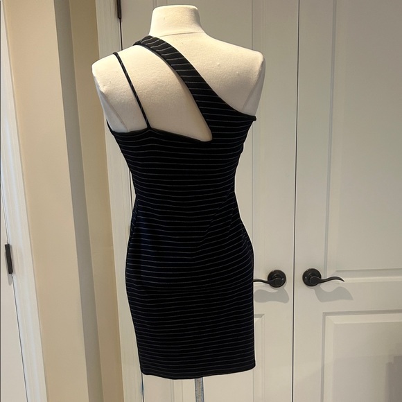 Black Striped One-Shoulder Dress - Picture 9 of 10